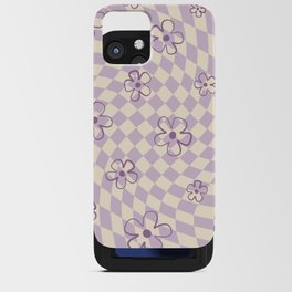 Purple Checker Flower Swirl Warp iPhone Card Case