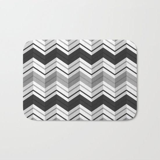 CHEVRON STRIPES - BLACK Bath Mat
