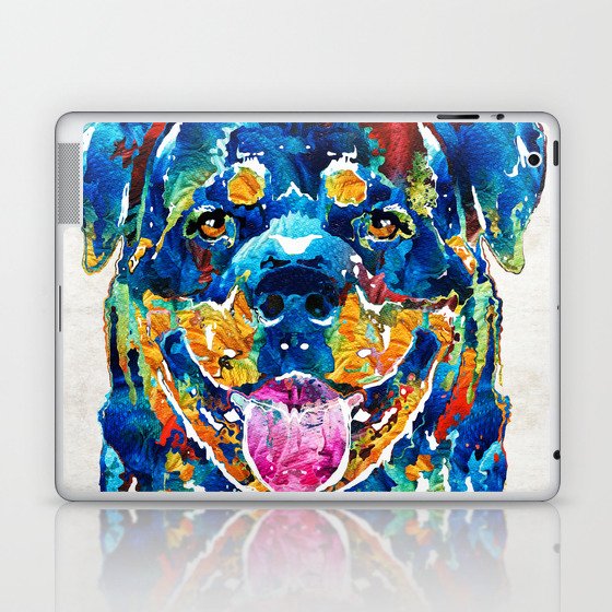 Colorful Rottie Art - Rottweiler by Sharon Cummings Laptop & iPad Skin