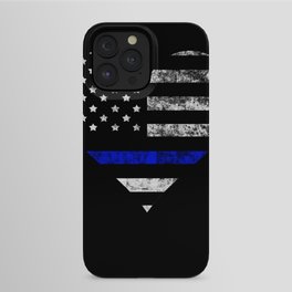 Thin Blue Line Police Officer LEO USA America Flag Heart Gift Cop Sherrif Blue Lives Matter iPhone Case