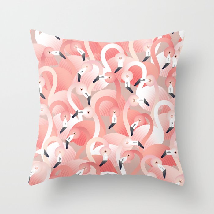 a flamboyance of flamingos Throw Pillow