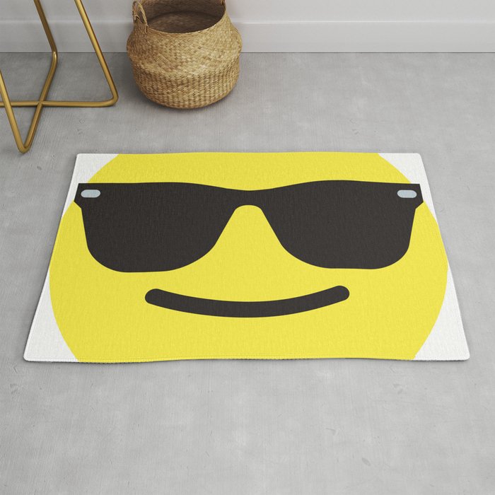 Smiling Sunglasses Face Emoji Rug