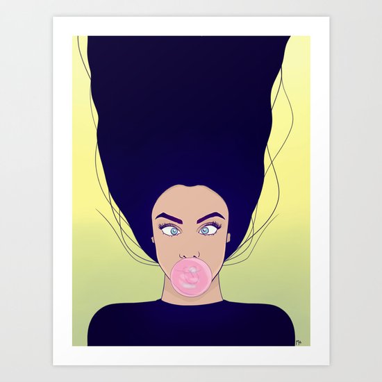 Bubble Gum Lady Art Print