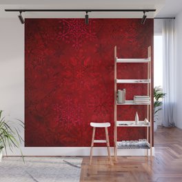Red Christmas Pattern Wall Mural