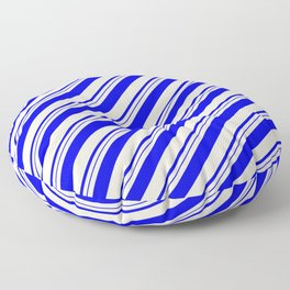 [ Thumbnail: Beige & Blue Colored Striped Pattern Floor Pillow ]