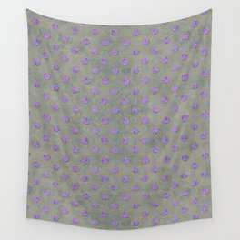 Purple Glitter Dots on Grunge Gray Wall Tapestry