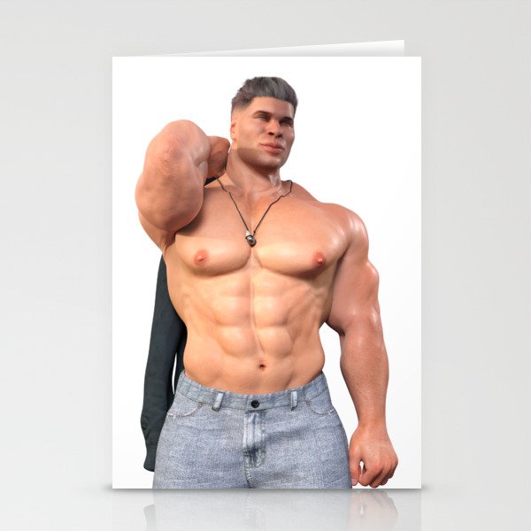 Man with shirt Stationery Cards