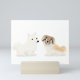 Custom Dog Art American Eskimo and Tibetan Spaniel Mini Art Print