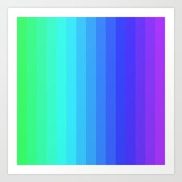 Gradient Stripes - Green to Aqua to Blue to Purple Art Print