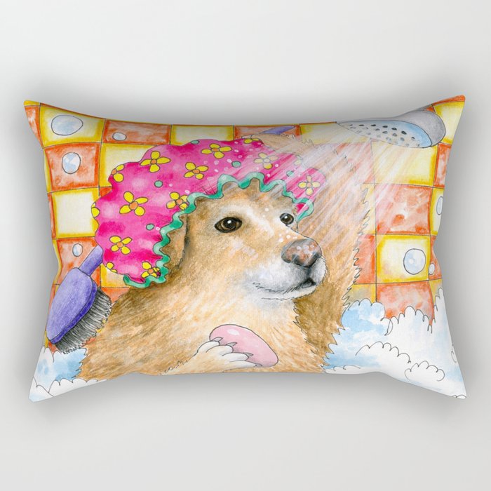 Dog 129 Funny Golden Retriever Rectangular Pillow
