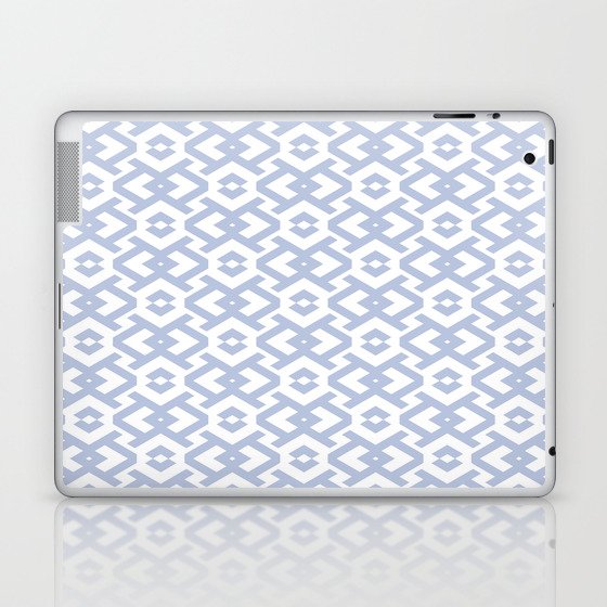 Pastel Blue and White Geometric Shape Pattern Pairs DE 2022 Trending Color Prim Blue DE5898 Laptop & iPad Skin
