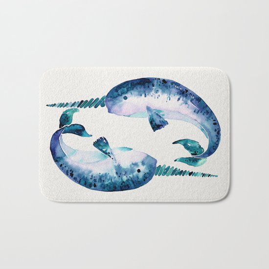Blue Narwhals Bath Mat