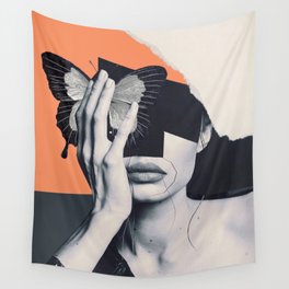 collage art / butterfly Wall Tapestry