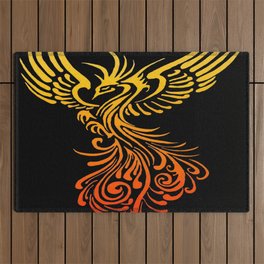 Rising From The Ashes Detailed Phoenix Flame Ombre Outdoor Rug