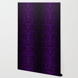 Purple and Black Damask Pattern Design Wallpaper