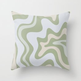 Liquid Swirl Contemporary Abstract Pattern in Light Sage Green Throw Pillow