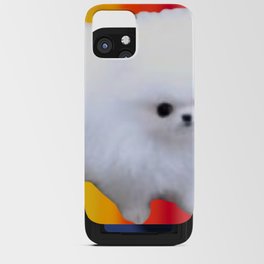 An Adorable And Cute Pomeranian Puppy On Colorful Back ground Sticker Magnet Tshirt And More iPhone Card Case
