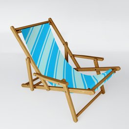 [ Thumbnail: Turquoise & Deep Sky Blue Colored Lines Pattern Sling Chair ]
