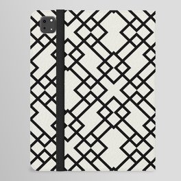 Black and Chiffon Minimal Line Art Pattern Pairs DE 2022 Trending Color Almond Milk DEHW01 iPad Folio Case