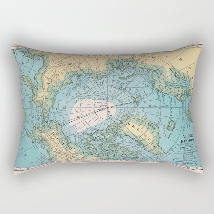 Vintage Arctic Map Rectangular Pillow