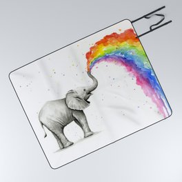 Rainbow Baby Elephant Picnic Blanket