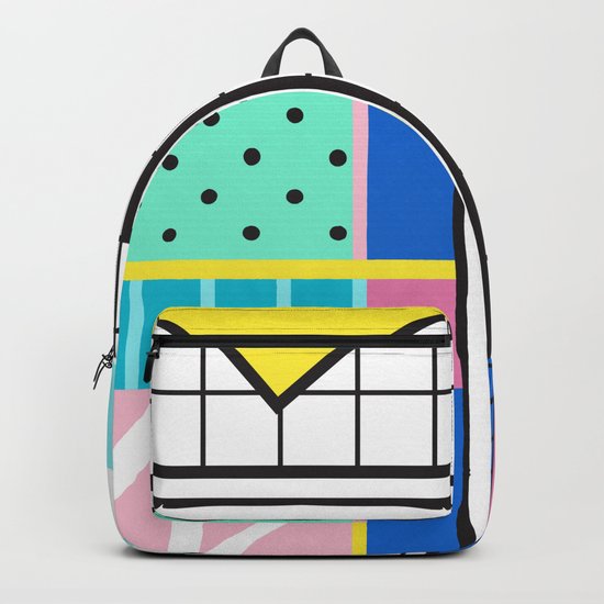Memphis Retro Revival Collage Backpack