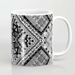 Black and white ethnic patchwork design Coffee Mug | Decorative, White, Black, Arabic, Patchwork, Tribal, Stripe, Geometrical, Pattern, Mexican 