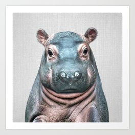 Baby Hippo - Colorful Art Print