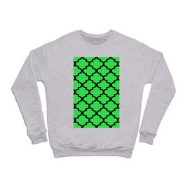 Quatrefoil Pattern In Black Outline On Lime Green Crewneck Sweatshirt