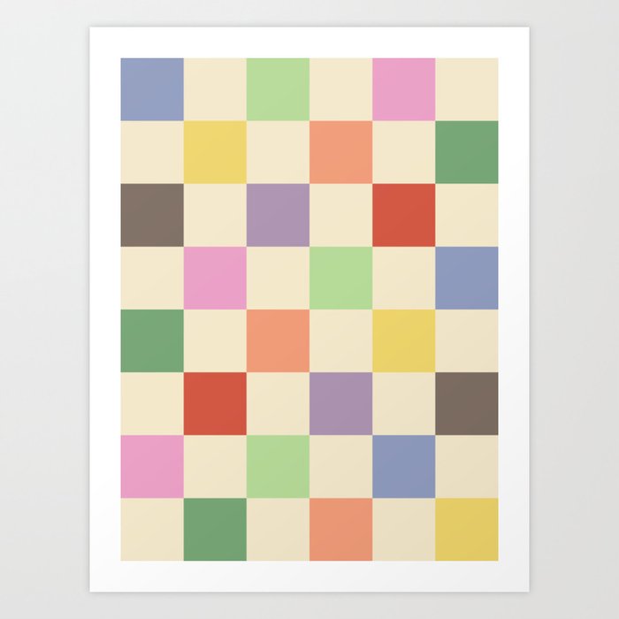 Colorful Checkered Pattern Art Print