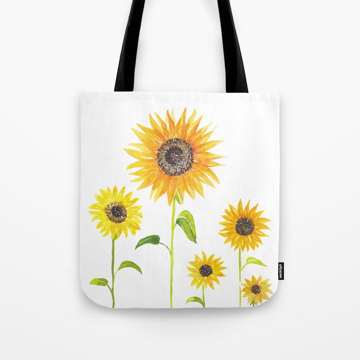 Society6◆トートバッグ◆M - 約40cm x 約40cm◆Yellow sunflowe Sunflowers Watercolor Painting Tote Bag by Kris Kivu | Society6
