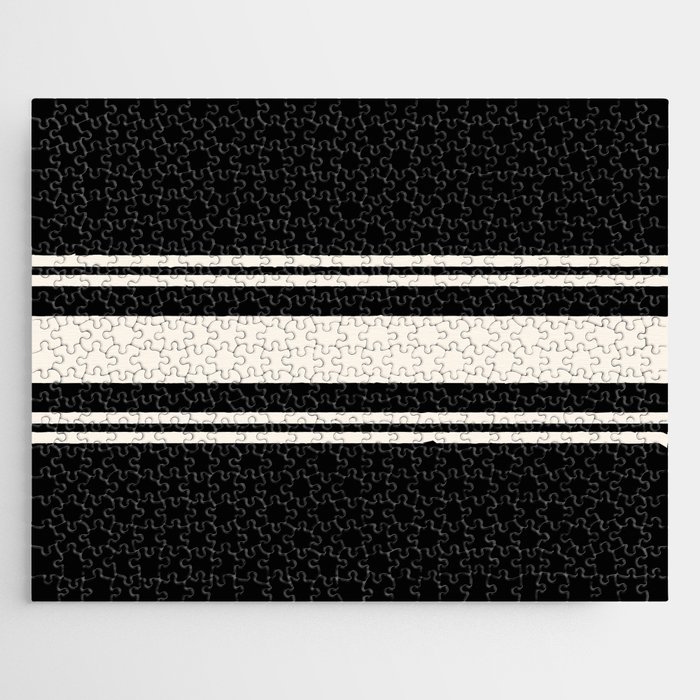 Black and white retro 60s minimalistic stripes Jigsaw Puzzle