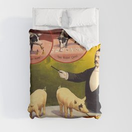 Vintage poster - Trained pigs Duvet Cover