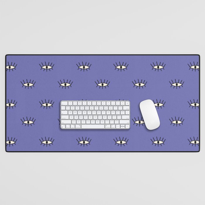 Very Peri modern eyes pattern Desk Mat