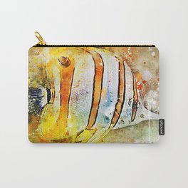 Yellow butterfly fish painted in bursting watercolor! Carry-All Pouch
