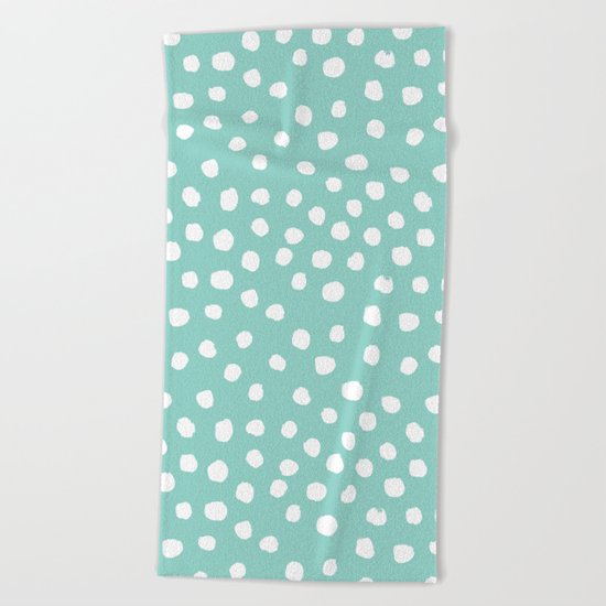 Minty mini painted dots polka dots mint pastel dotty trendy gender neutral must have dorm college Beach Towel