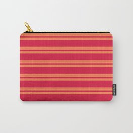 [ Thumbnail: Coral and Crimson Colored Striped/Lined Pattern Carry-All Pouch ]