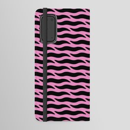 Tiger Wild Animal Print Pattern 333 Black and Pink Android Wallet Case