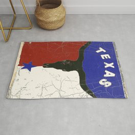 Texas State Flag Longhorn Antique Style Pattern Art Rug
