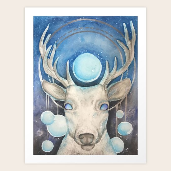 Nova Watercolor Deer Galaxy Art Print By Julia Midkiff Society6