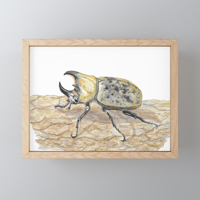 eastern hercules beetle Framed Mini Art Print