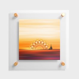 Sunset Sail - Warm Sunset Beach Art Floating Acrylic Print