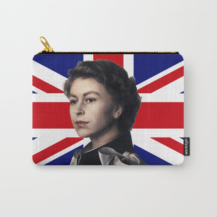 Queen Elizabeth II with British Flag Carry-All Pouch