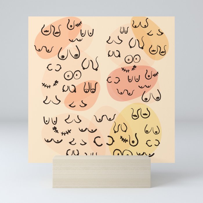 Mid Century Boobies Pattern Mini Art Print