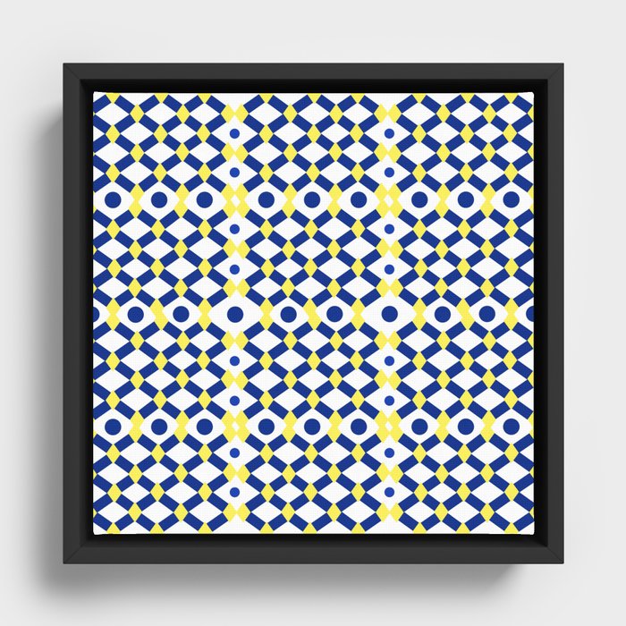 Moroccan Inspired Tile Pattern Framed Canvas