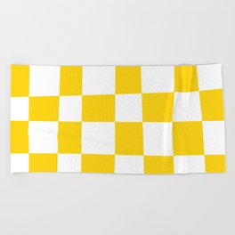 Abstract Checker Pattern 227 Yellow Beach Towel