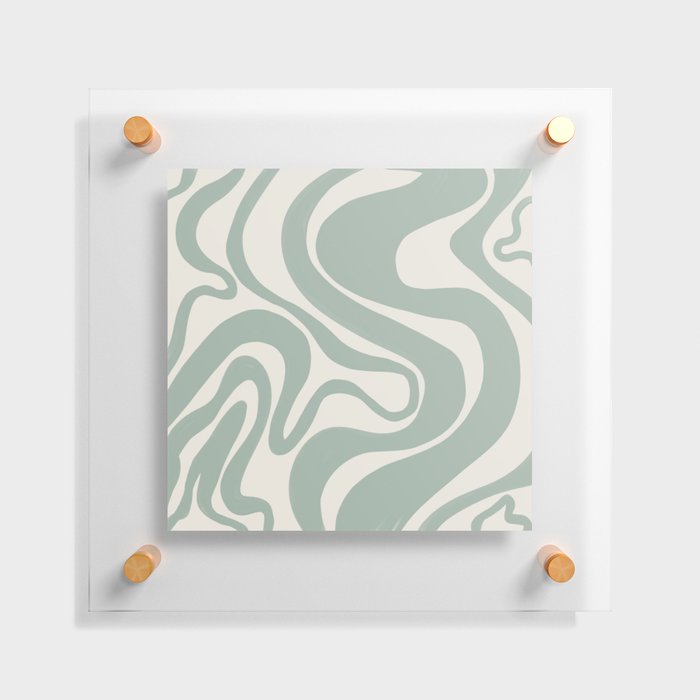 Swirl Lines in Frosty Green and Light Sage Green Floating Acrylic Print