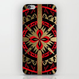 Art Deco Red and Black Bold Mandala Pattern  iPhone Skin