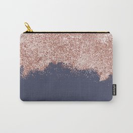 Rose Gold Navy Blue Girly Glitter Dust Carry-All Pouch