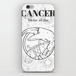 Cancer Star Sign (Black and White) iPhone Skin